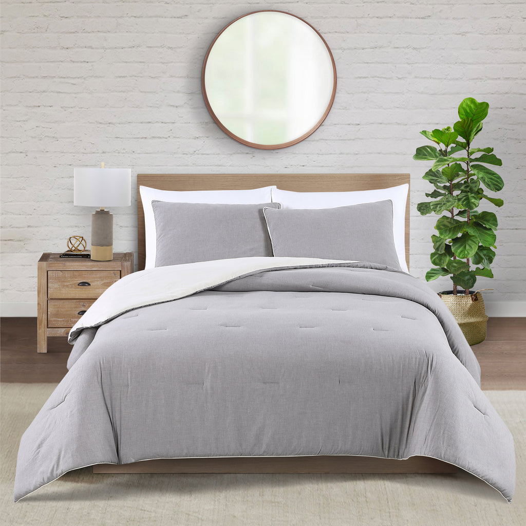 sustainable grey comforter 3 piece natural dye